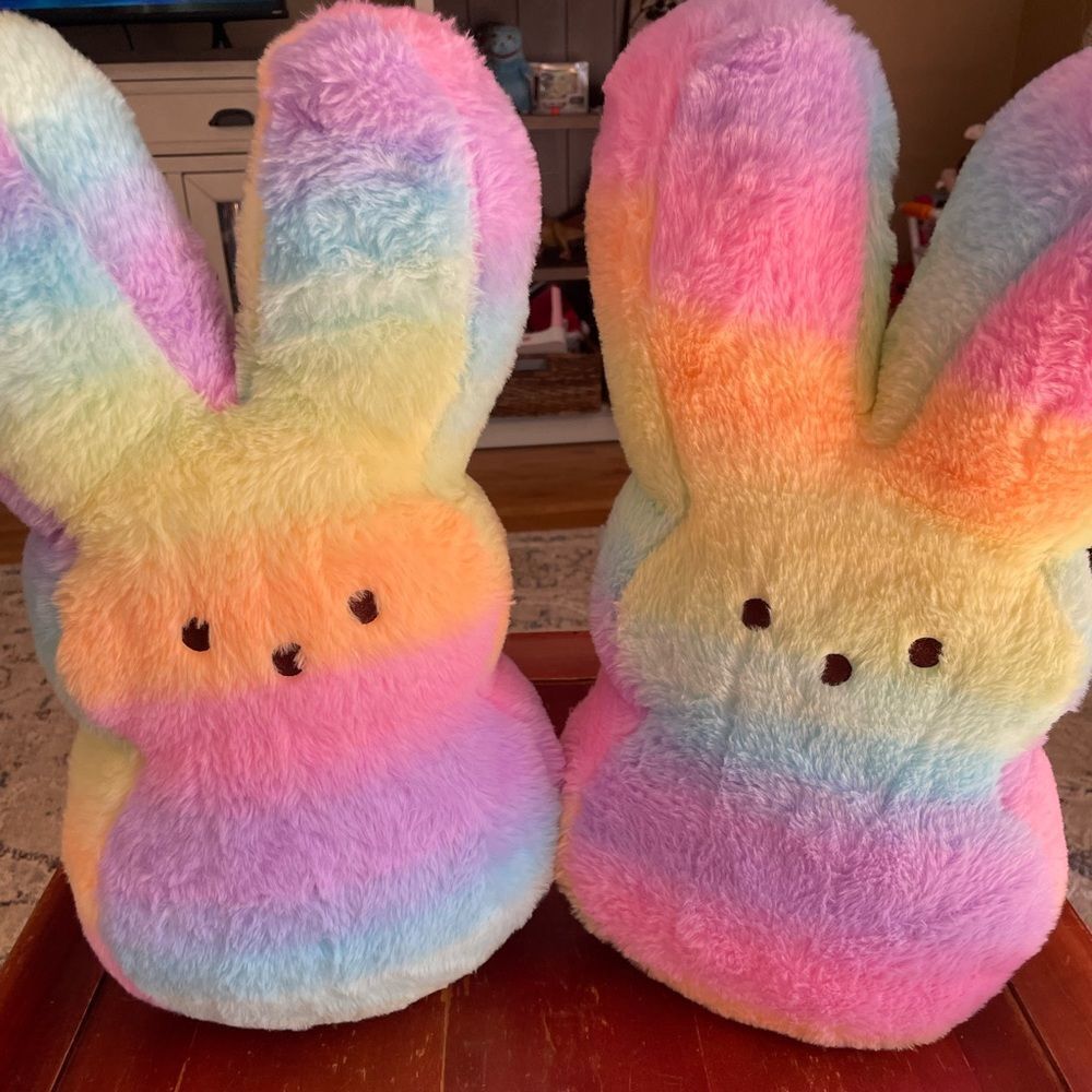 Peeps Rainbow Bunny 18 inch Plush Rabbits x 2
